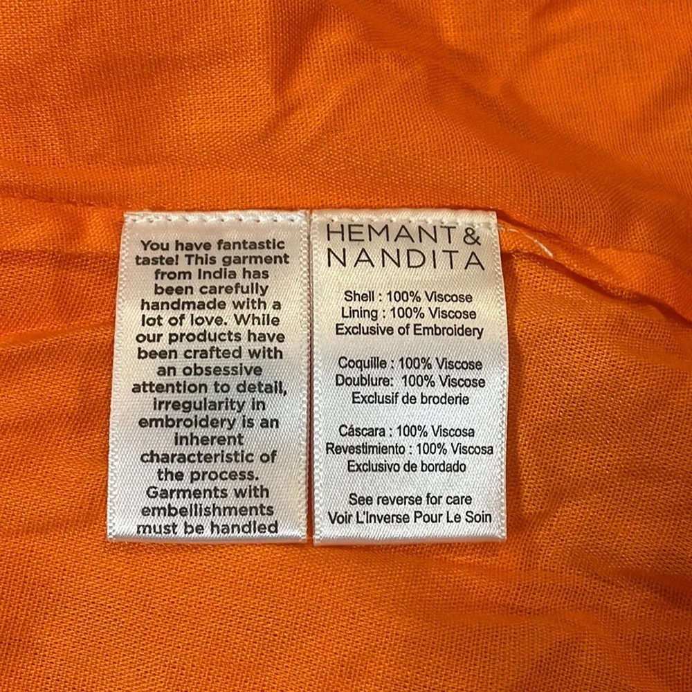 NWT Hemnant & Nandita Paisley Bela Halter Neck High Low Mini Dress Orange Candy - Picture 7 of 13